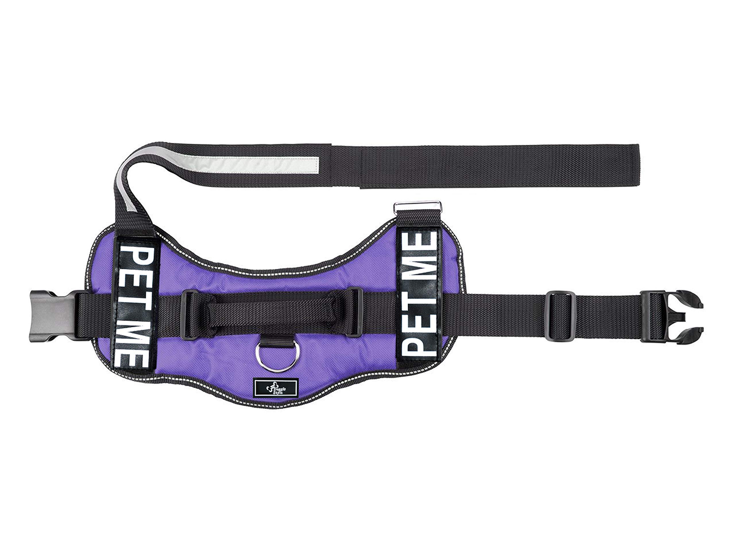 Pet Me Vest Nylon Hundegeschirr – Verstellbar, Mit Griff & Reflektierenden Patches, Größe 14-18 Brustumfang