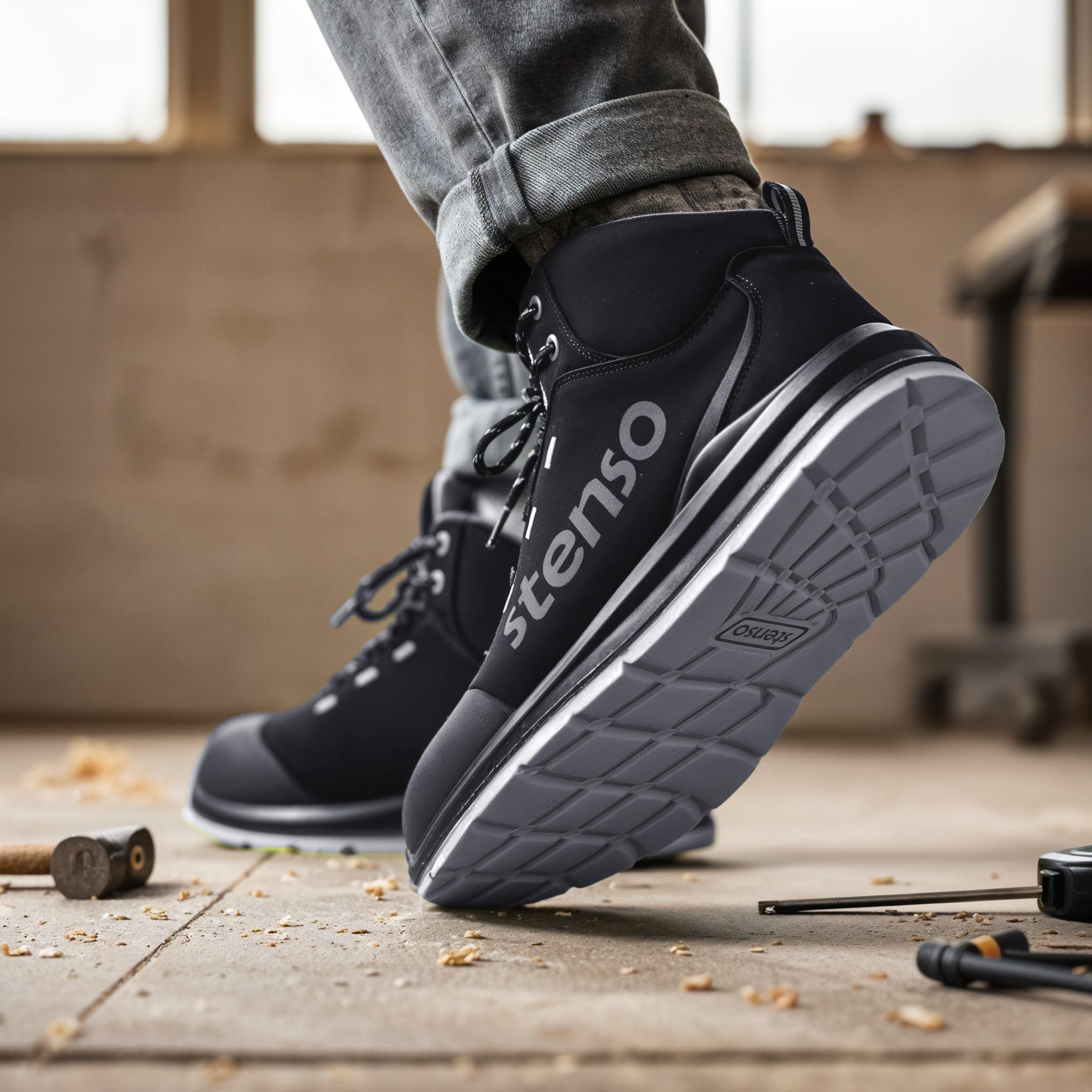 JETT Ankle MF S3 męskie buty robocze – lekkie, oddychające, wodoodporne buty ochronne dla mężczyzn – buty robocze damskie, antypoślizgowa podeszwa z poliuretanu/PU, czepek kompozytowy, antystatyczne,
