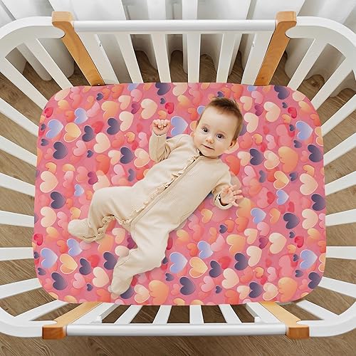 Miniatura 7 de Sábanas bajeras para cuna, con corazones coloridos, de San Valentín, para niños y niñas, 21216741