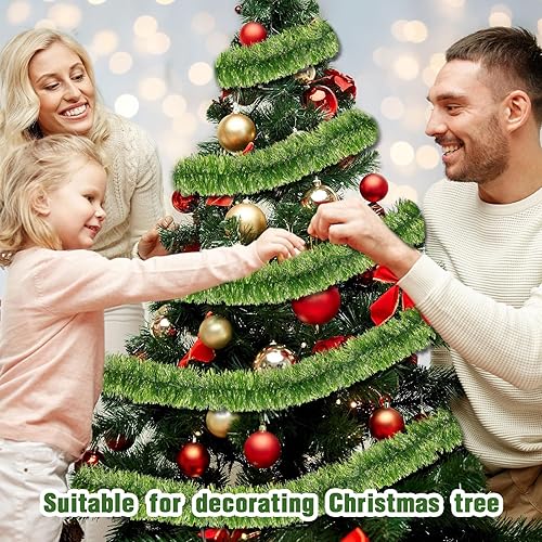 Miniatura 4 de Hotop Guirnalda decorativa de pino artificial, 10 unidades, 650 pies para Navidad, chimenea, escaleras, barandilla, puerta