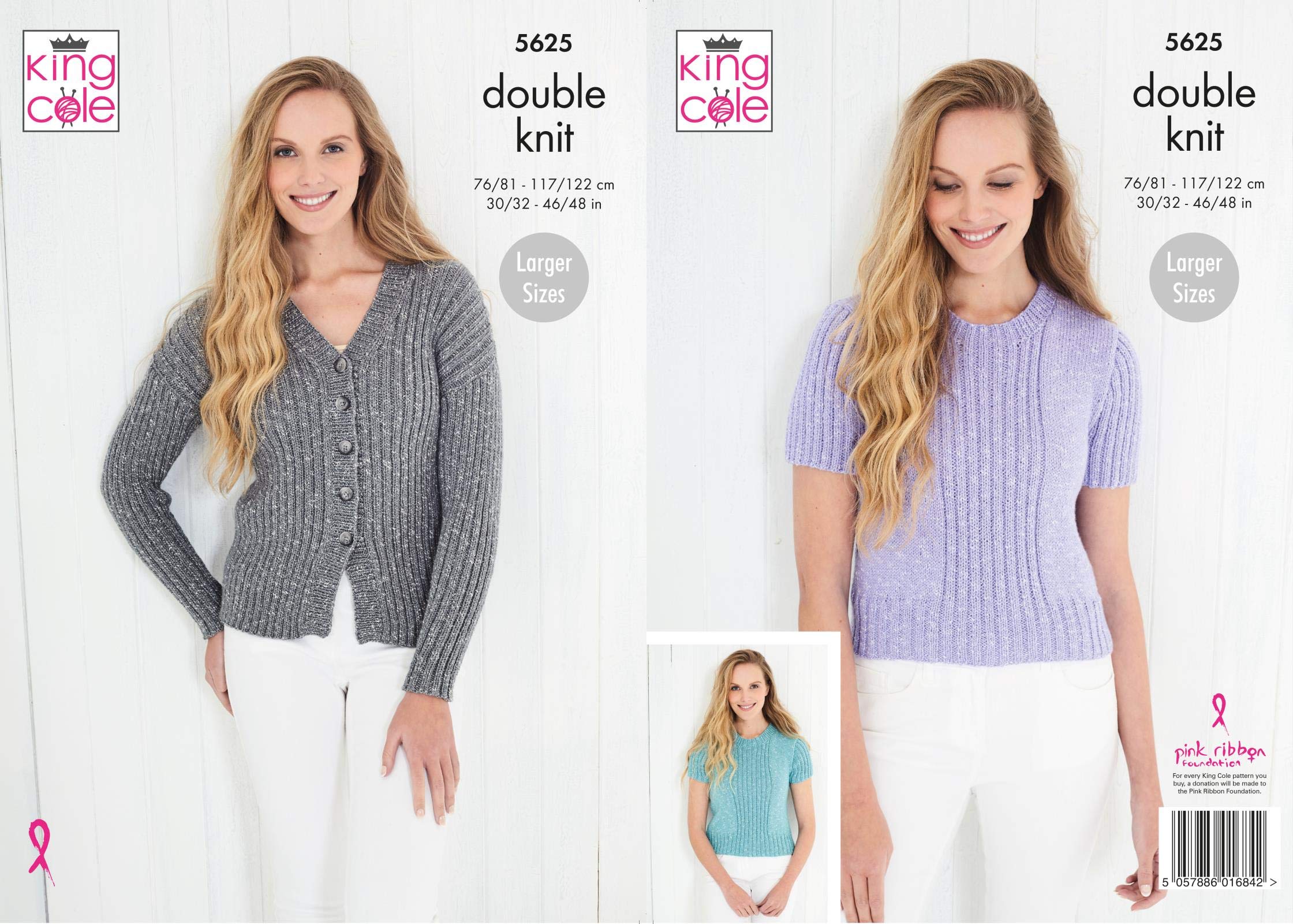 King Cole Cotton Top DK Knitting Pattern 5625 - Cardigans, Tops Pattern - 30-48 Inches