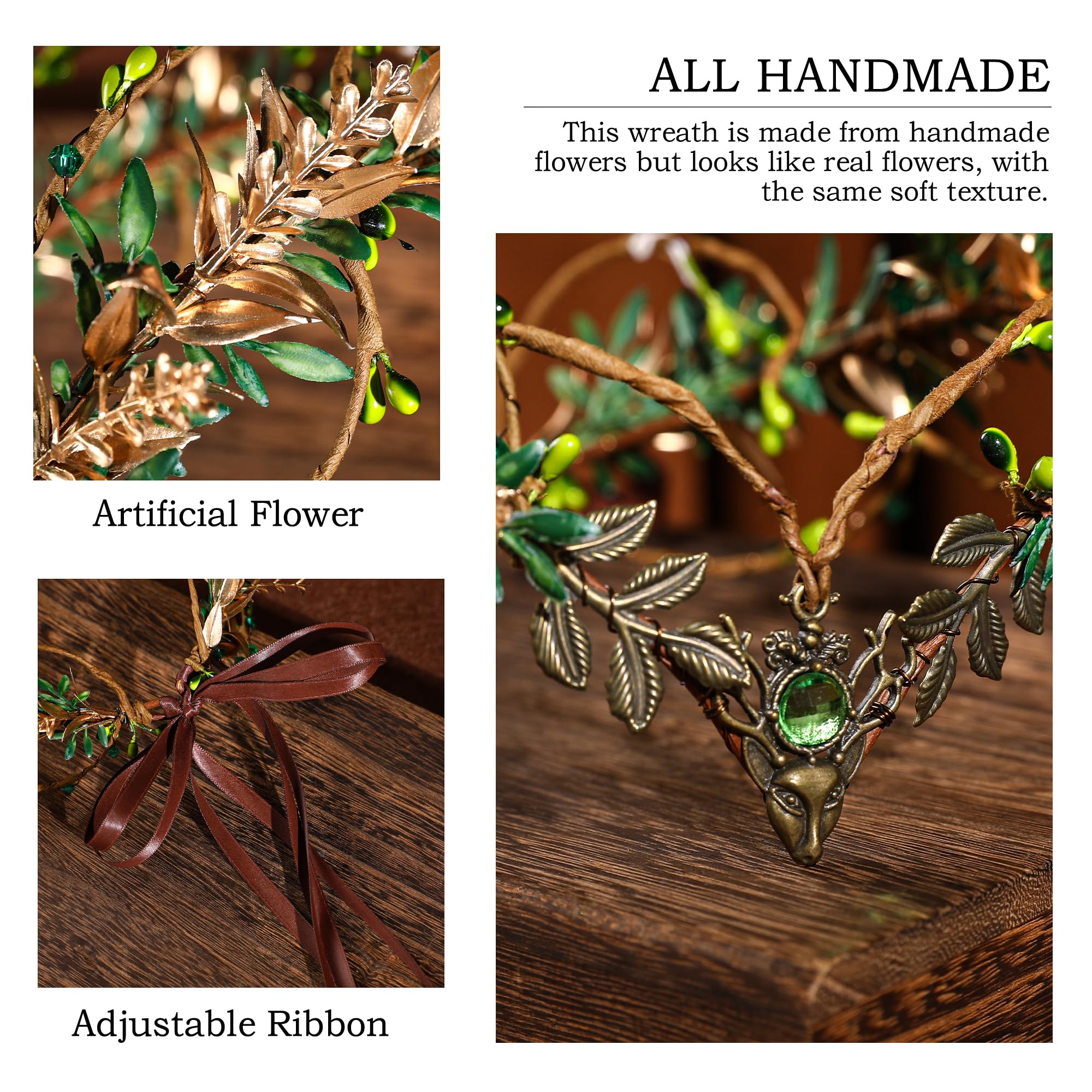 MOSTORY Corona de hadas de flores del bosque para cosplay, renacentista, Halloween, mujeres