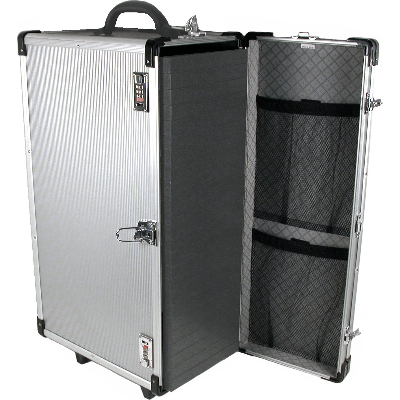 24 Trays Large Aluminum Rolling Jewelry Carrying Case