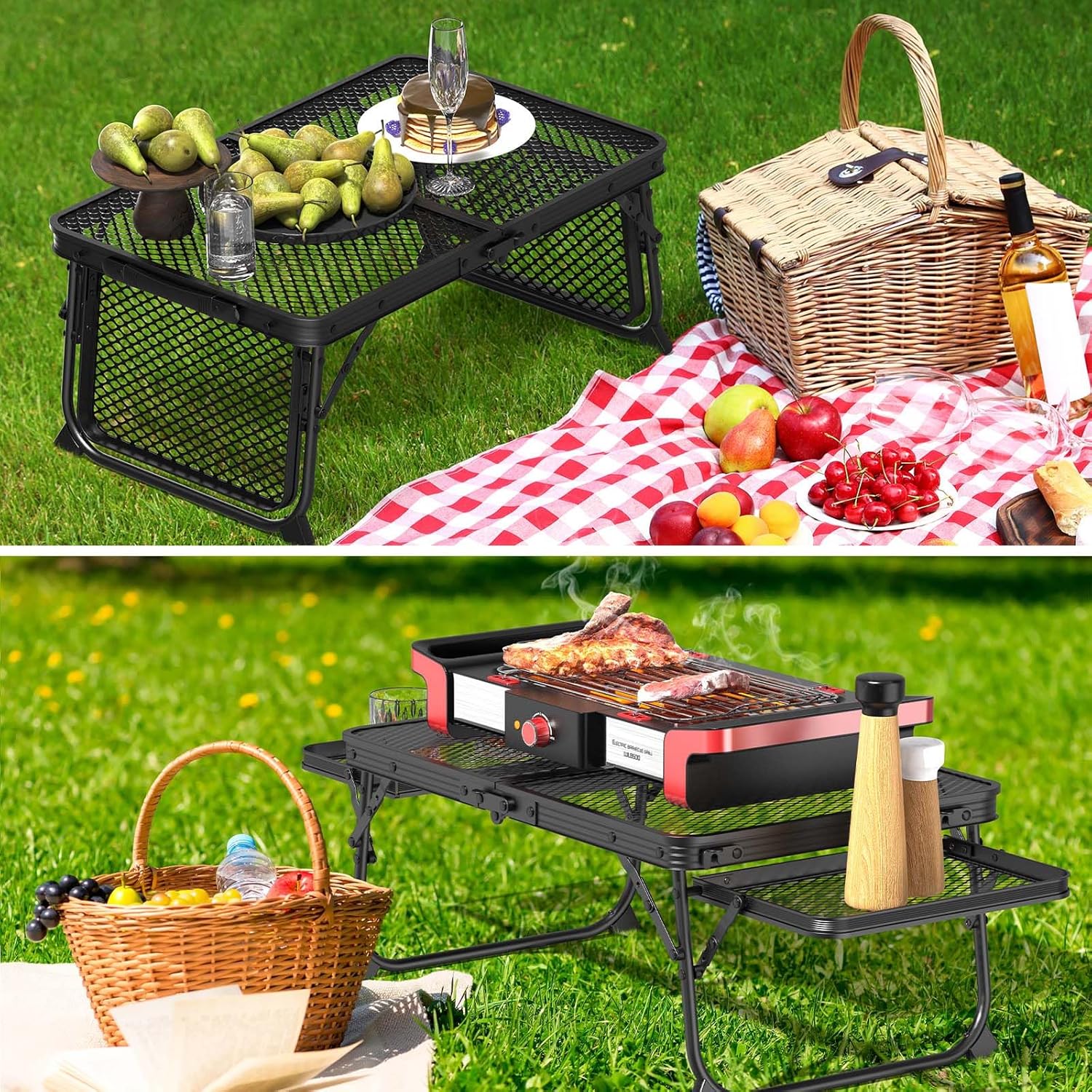 3ft Portable Folding Table, Lightweight Aluminum Picnic Table for Outdoor, Camping, BBQ, Patio & Tailgating with Locking Legs