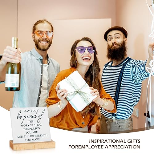 Miniatura 7 de Roowest Paquete de 20 frases inspiradoras para decoración de escritorio, regalos de Navidad, oficina, letrero de agradecimiento con soporte de