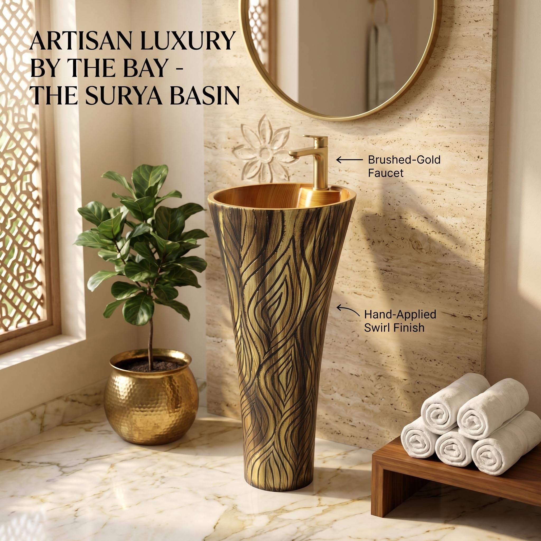InArt Ceramic Wash Basin - Free Standing Pedestal -2