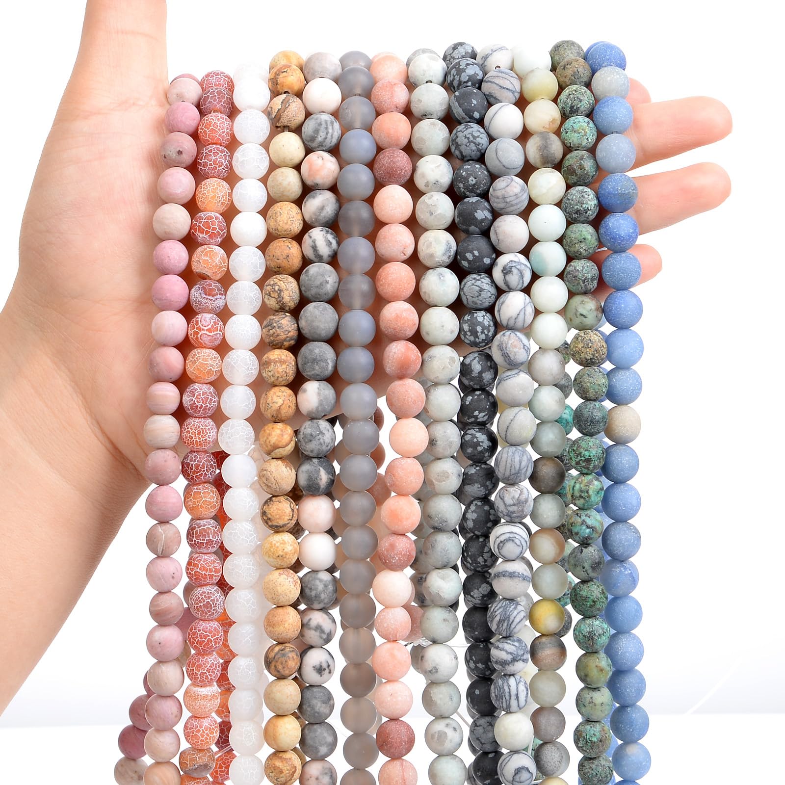 LYVQZPWLRsemillas de vidrio, Cuentas de piedra natural DIY, ágatas de rayas rosas esmeriladas, cuentas espaciadoras sueltas de madera, accesorios for pulseras y collares.(Black Agate,4mm- about 90pcs)