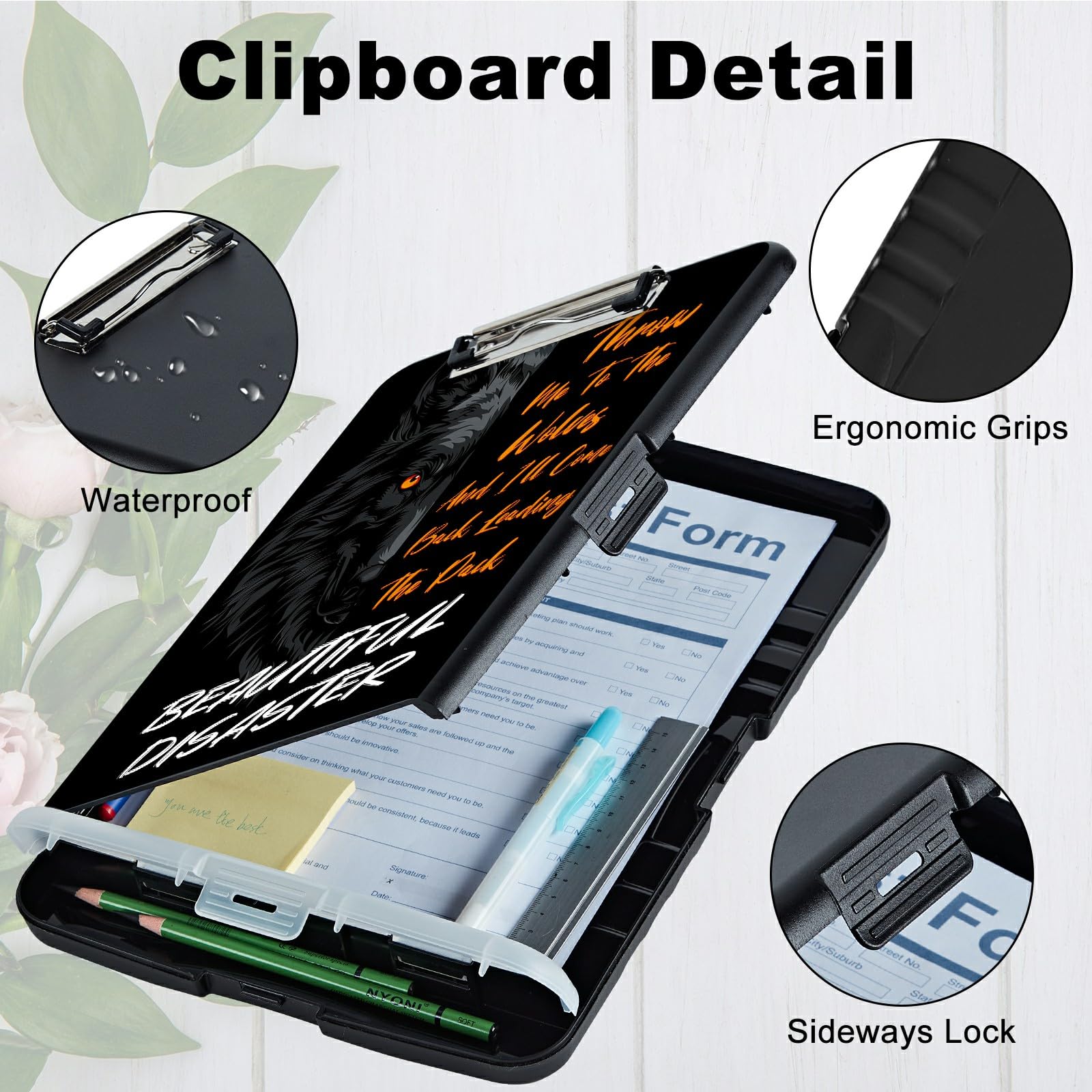 RWUTYTIUL A4 Klemmbrett Lila – Mit Stifthalter & Stauraum