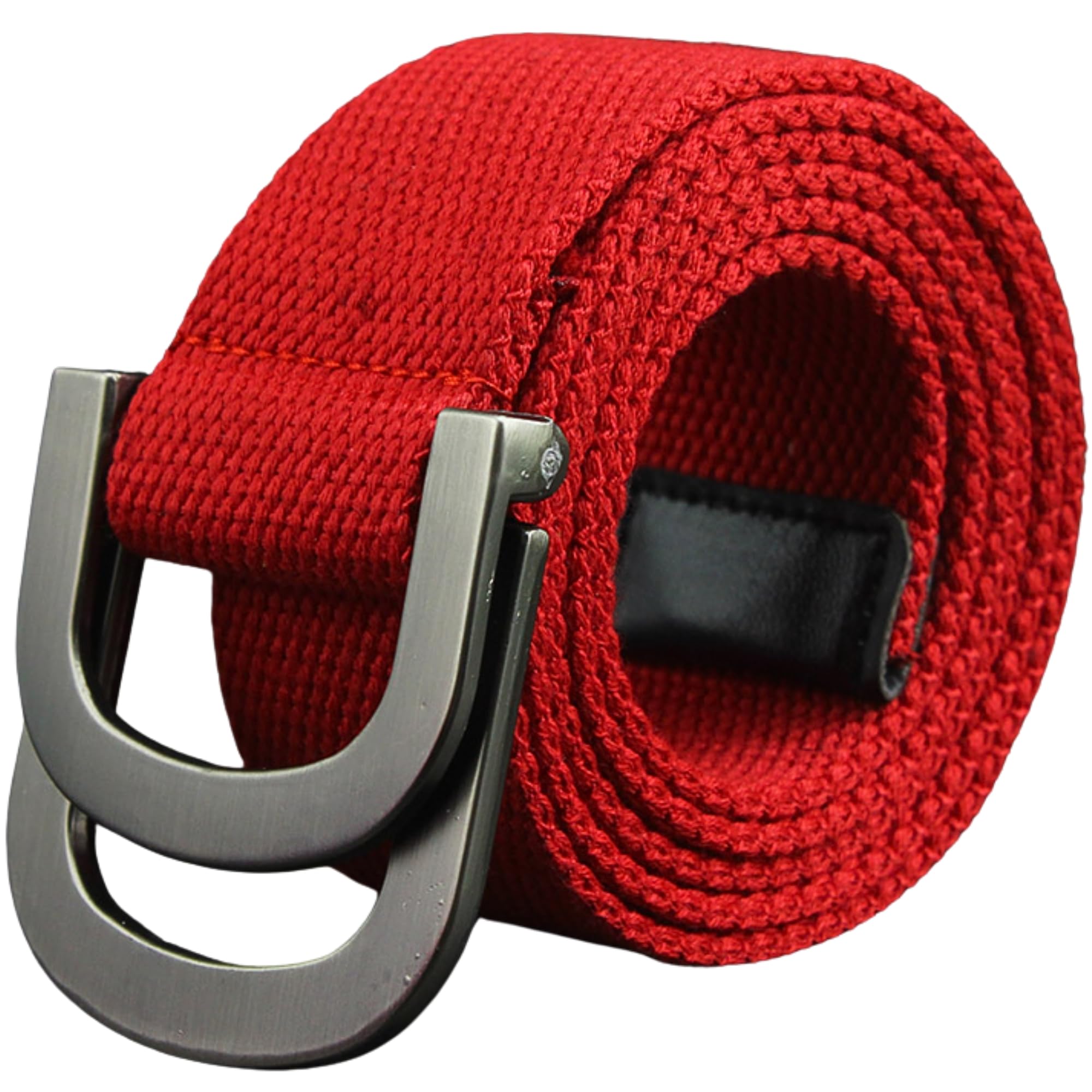Leiskya Double D-Ring Durable Nylon Canvas Metal Buckle Web Belt, Colorful Adjustable Hiking Webbing Loop Belts for Men Women