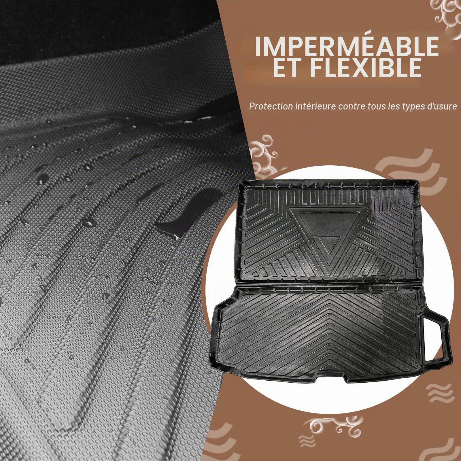 YEE PIN pour Volvo XC90 2015-2025, Tapis de Coffre en Caoutchouc - Volvo XC90 Caoutchouc - Tapis de Coffre antidérapant - XC90 Accessoire de Voiture - Transport XC90 Tapis