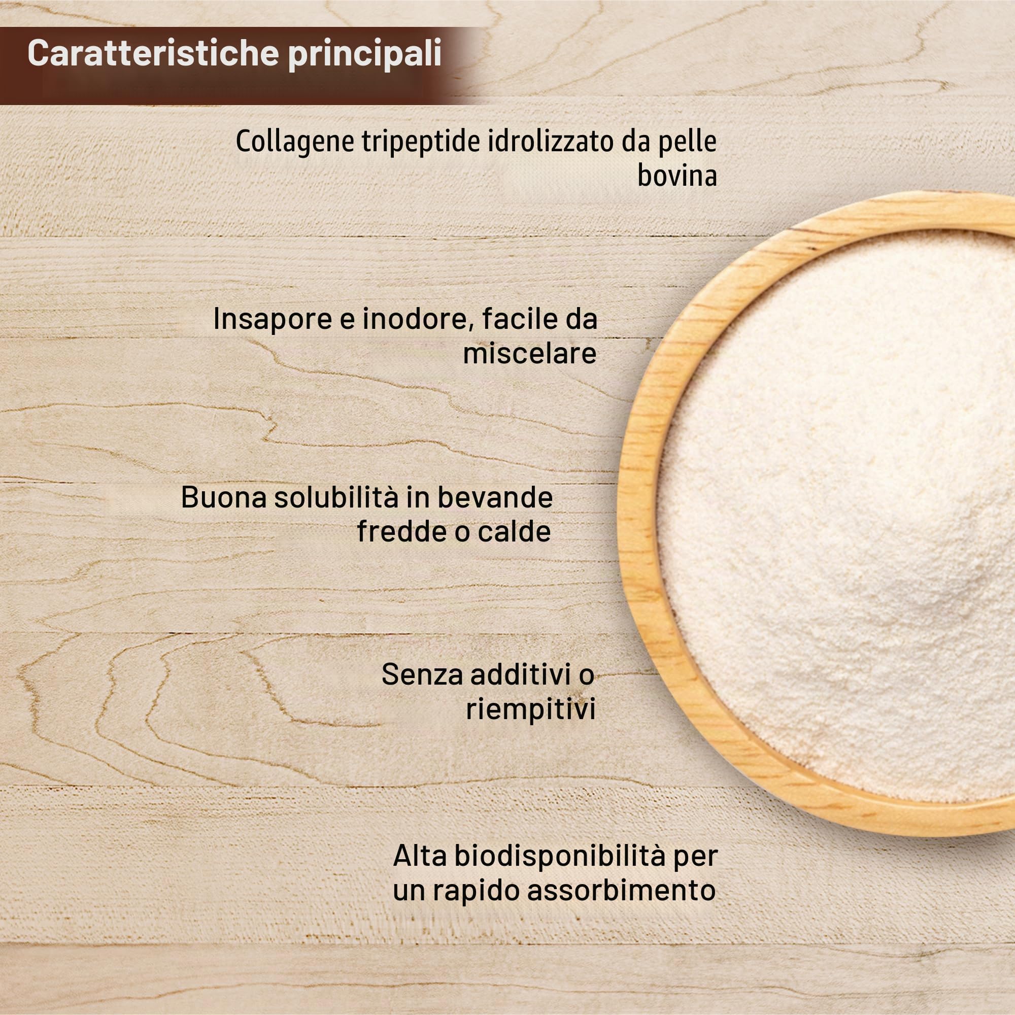 Idrolizzato di collagene, tripeptide, 300 g, buona solubilità, insapore, senza additivi, dalla manzo, elevata biodisponibilità, solo 2,5 g al giorno (1 cucchiaino)