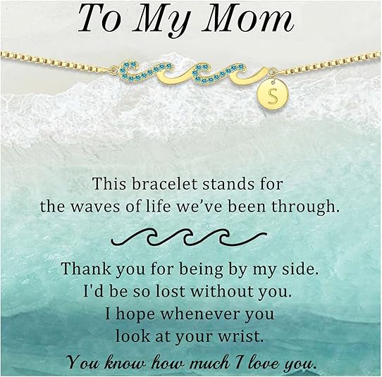 Dainty Gold Bracelet with Initials, Gifts for Women Initial Bracelets for Women Mom Gift Teen Gifts Trendy Stuff Wave Bracelet Grandma Graduation Gifts for Her 2025 Daughter Friend Letter A-Z Birthday Christmas Jewelry