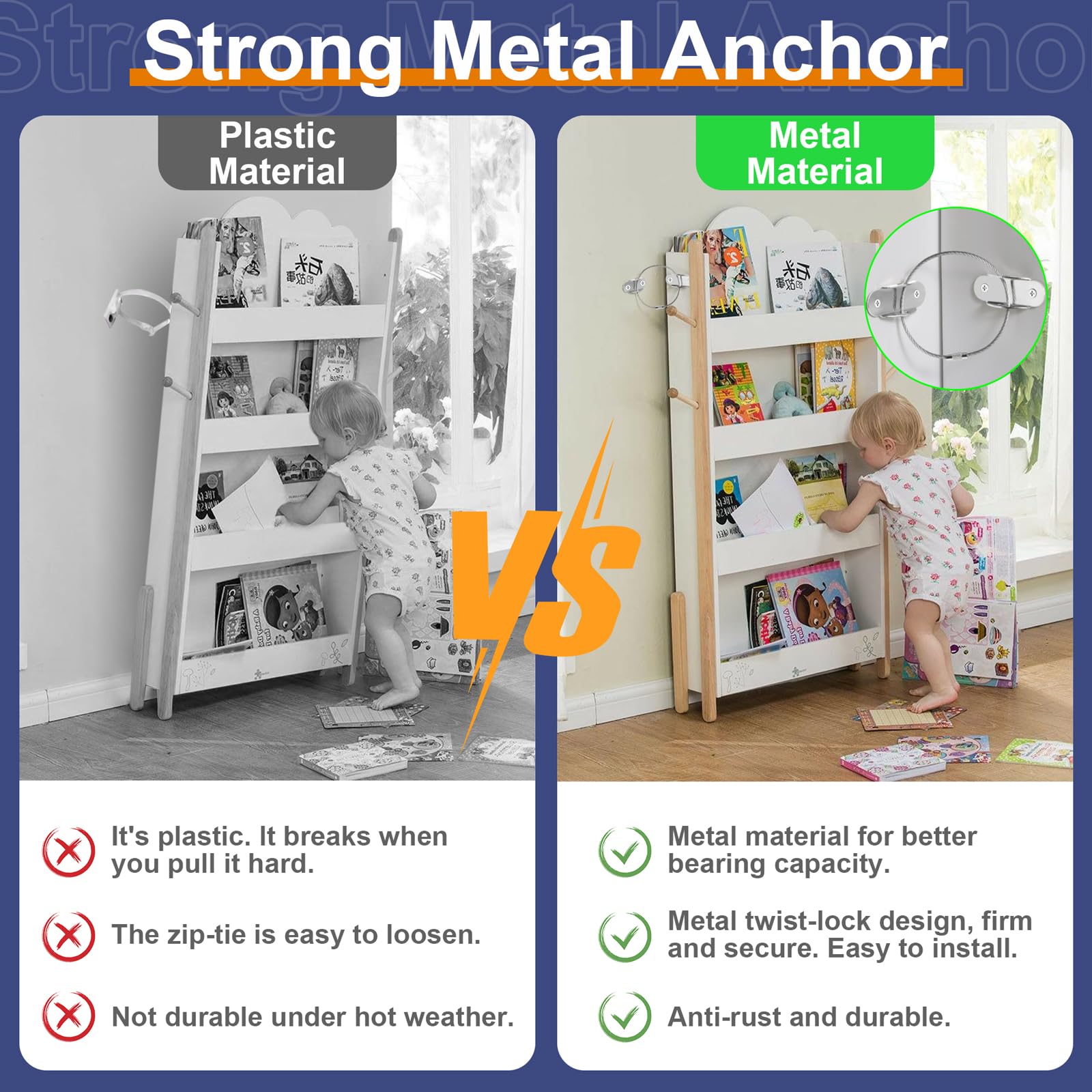 Furniture Straps, Baby Proofing Furniture Wall Anchor, Anti Tip Wall Anchor Secure Cabinet - Image 4
