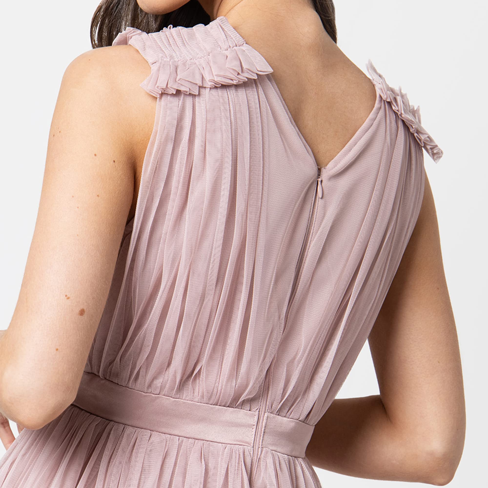 Maya Deluxe Maya Deluxe Maxivestido con Detalle de Volantes En Los Hombros Vestido de Dama de Honor Mujer