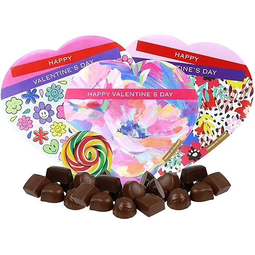 Happy Valentines Day - Caja de trufas de chocolate negro con leche y chocolate oscuro paquete de 3 2 onzas cada una