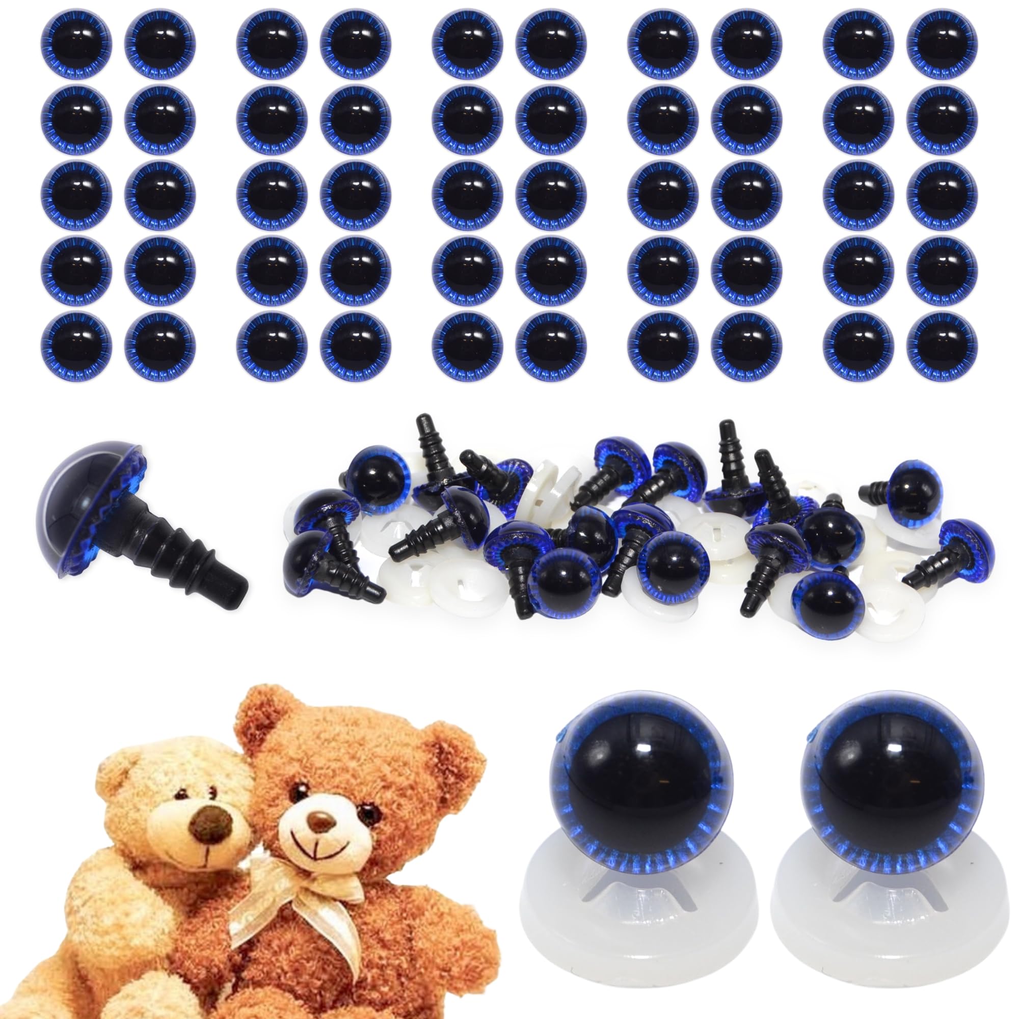 celloexpress 10mm Blue Owl Eyes with Plastic Backs - Safety Eyes for Soft Toy Teddy Bear Animal Making (Pack of 50 Pairs) — image 1