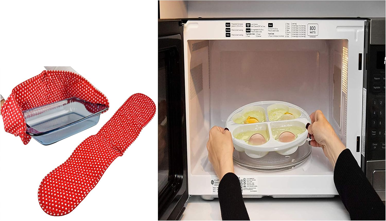 HomeX Red Polk Dot Double Oven Mitt for Cooking and