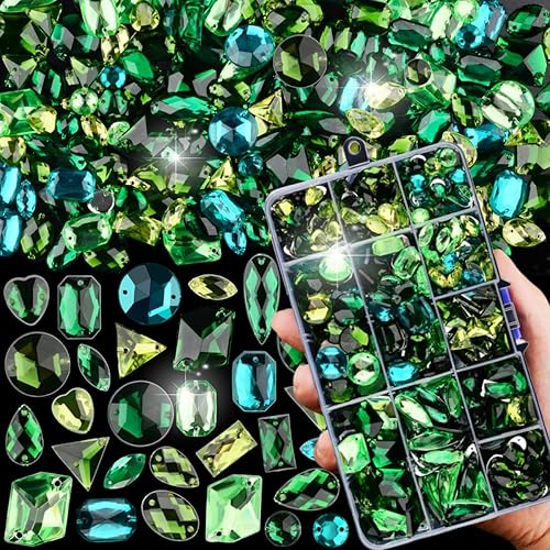 Miniatura 7 de 650 piezas de diamantes de imitación acrílicos grandes para coser, piedras de cristal, 2 agujeros, diamantes de imitación con parte trasera plana