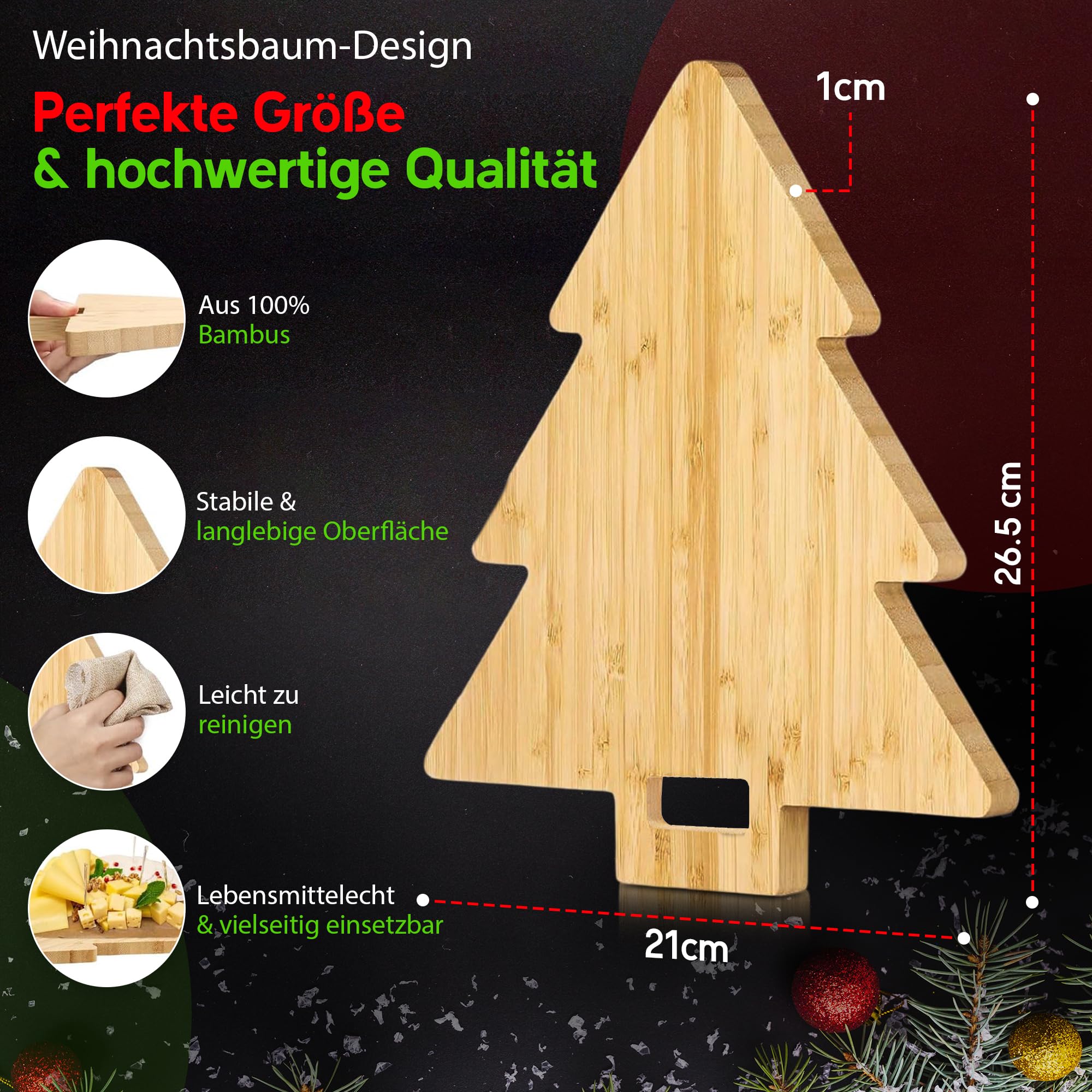 CABBEL Schneidebrett Bambus Tannenbaum-Form  21x26,5 cm  Weihnachtsbrett,  Kchenbrett & Servierbrett  Lebensmittelecht, Nachhaltig, Geschenkidee &  Weihnachtsdeko : Amazon.de: Kche, Haushalt & Wohnen