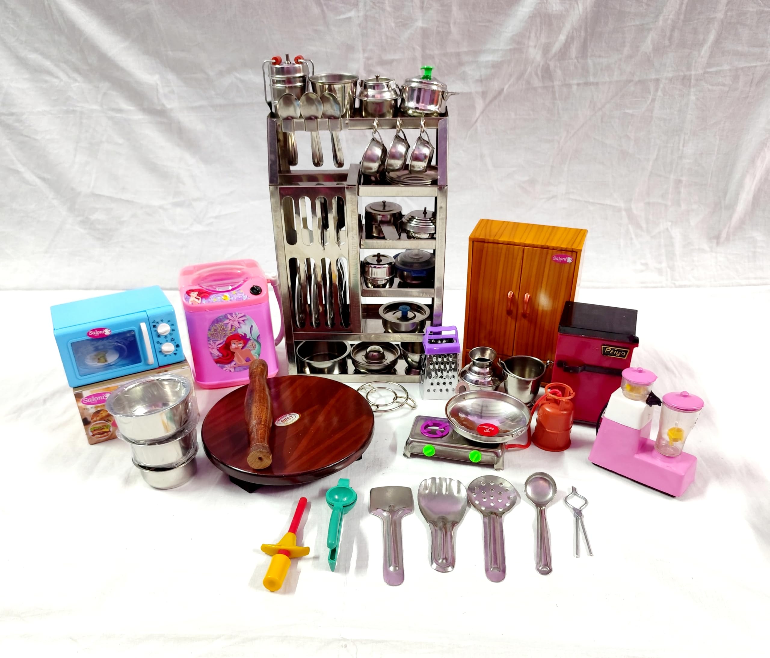 KGR Splash MiniatureStainless Steel Utensils and Plastic Non Toxic Indian Kitchen Set Great Kitchen Toys for Girls (Kids Love Kitchen Set) Indoor Game,Best for Gift/Return - Version 2 (B0D9WJRQ4J) Amazon Price History, Amazon Price Tracker