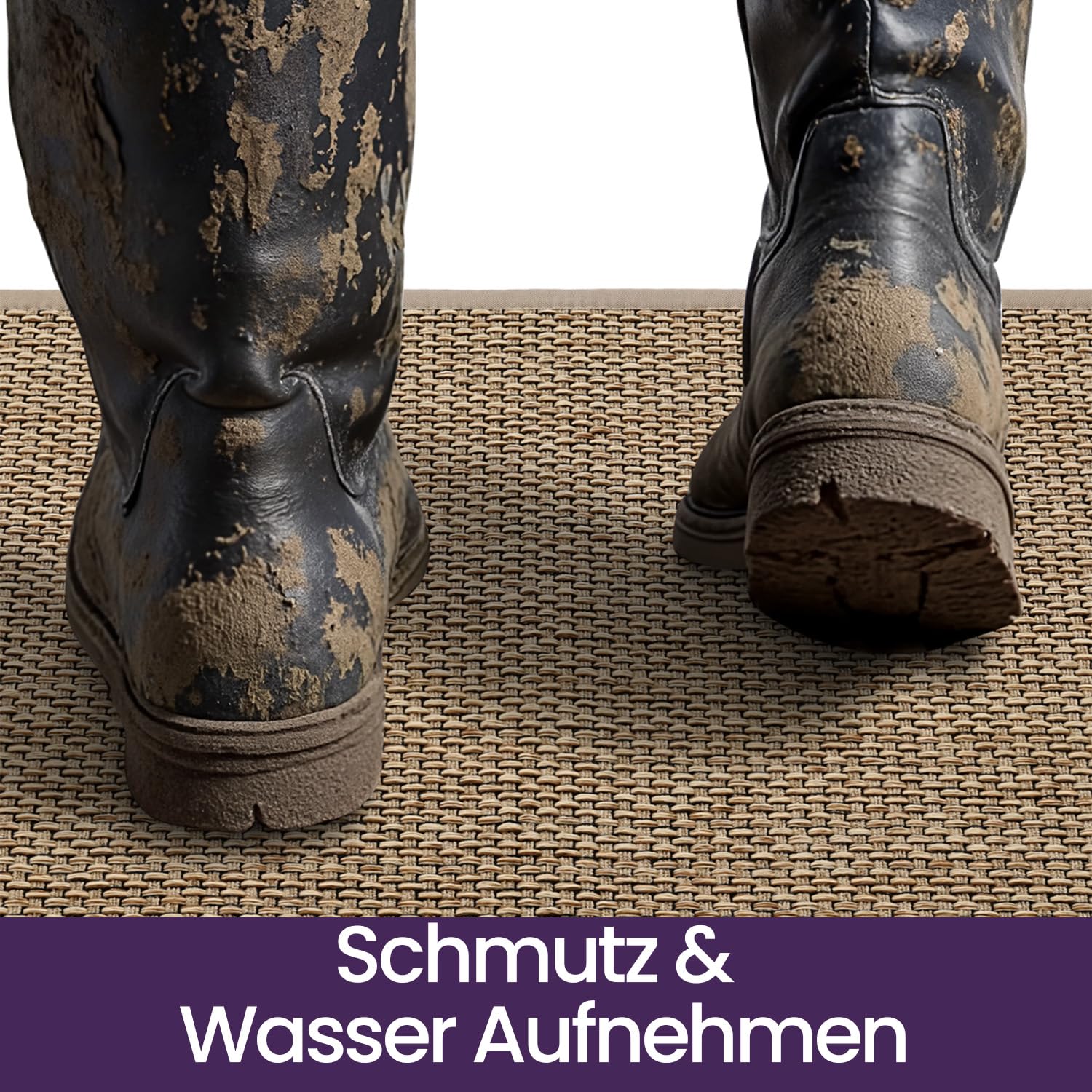 DEXI Fußmatte Innen 60 x 90 cm, rutschfest Schmutzfangmatte mit Gummirücken, absorbierend Fussmatte Innenbereich, Dünn Türmatte, waschbar Sauberlaufmatte für Haustür & Flur, Beige