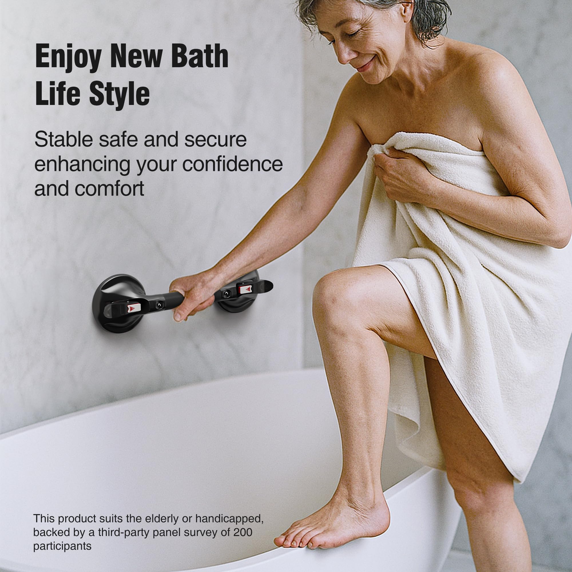 Barres d'appui pour baignoires et douches, poignées de douche de 53,3 cm, noir