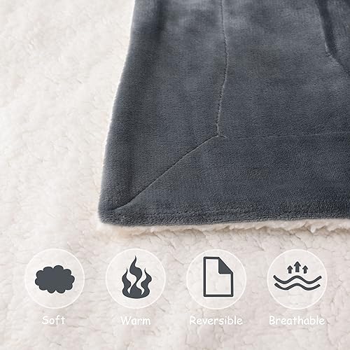 Miniatura 5 de NANPIPER Manta Sherpa para bebé, cálida manta de forro polar suave para recién nacido para invierno (gris, 30 x 40 pulgadas)