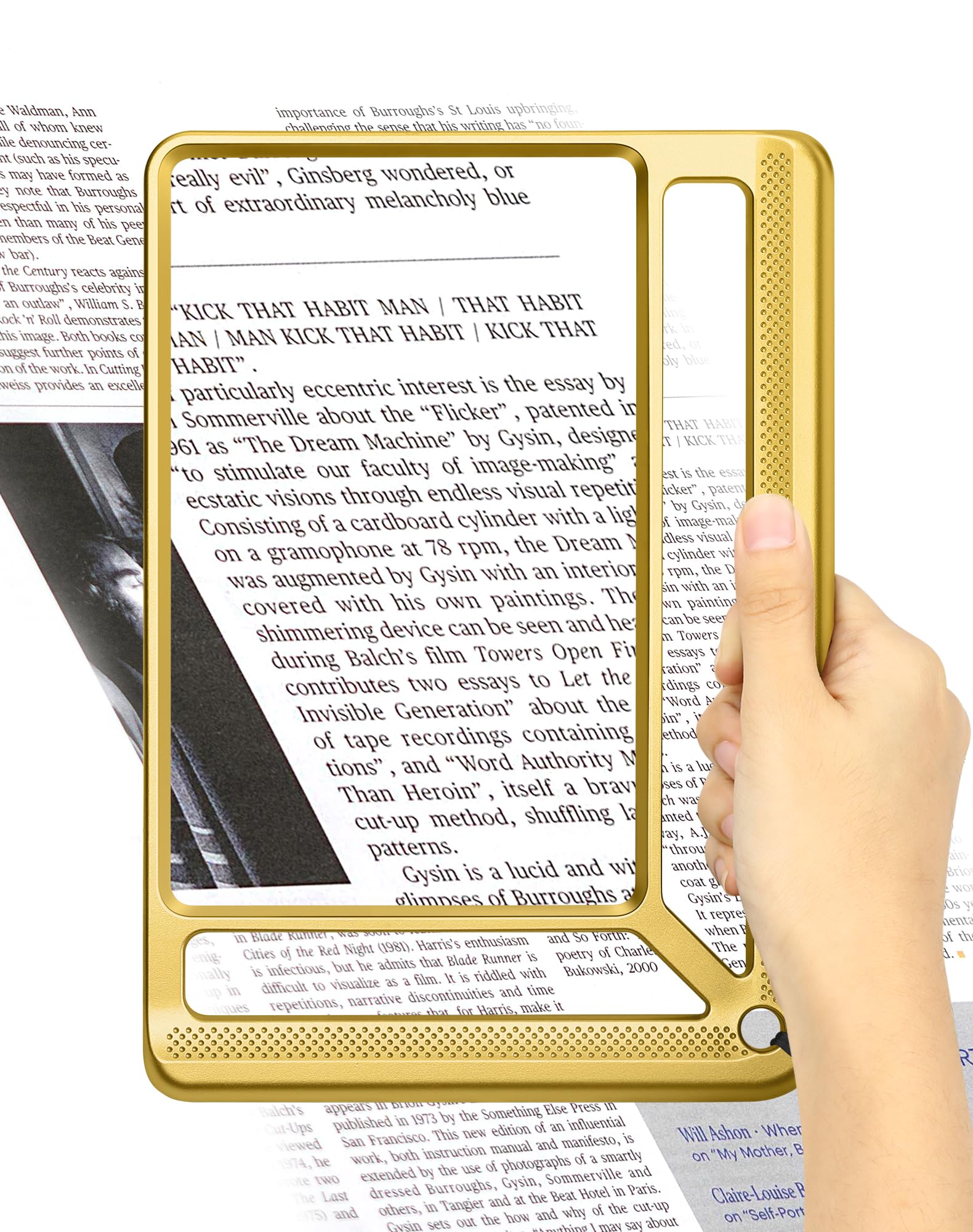 Tobegiga 5X Full Page Magnifying Glass for Reading Lightweight Rectangular Magnifier with Large Book Page Viewing Area
