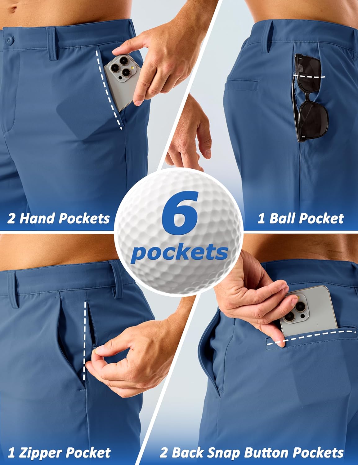 MAGCOMSEN Men's Golf Shorts 7" Quick Dry Lightweight Stretch Casual Shorts with 6 Pockets Dress Work Hiking - Image 3