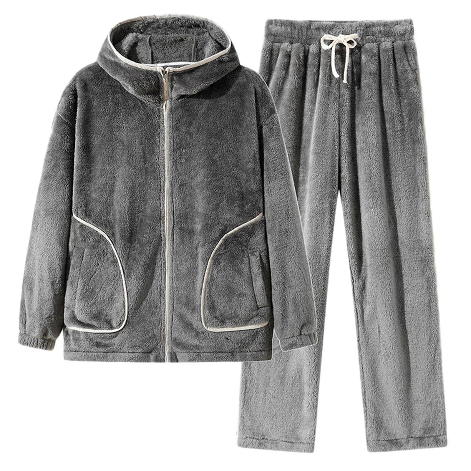Schlafanzug Herren Frühling Und Autumn Sleepwear Set Zweiteiliger Nightwear Farbblock Pyjama Shirt Pyjamahose Schlafhose für Nacht Entspannung Winterpyjama