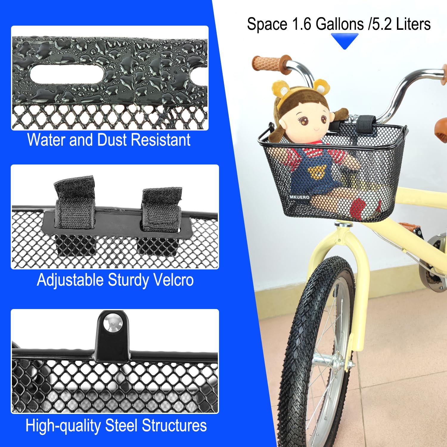 Panier de vélo pour enfants – Panier de vélo avant pour enfants, en métal, accessoire décoratif mignon pour vélos et scooters pour enfants