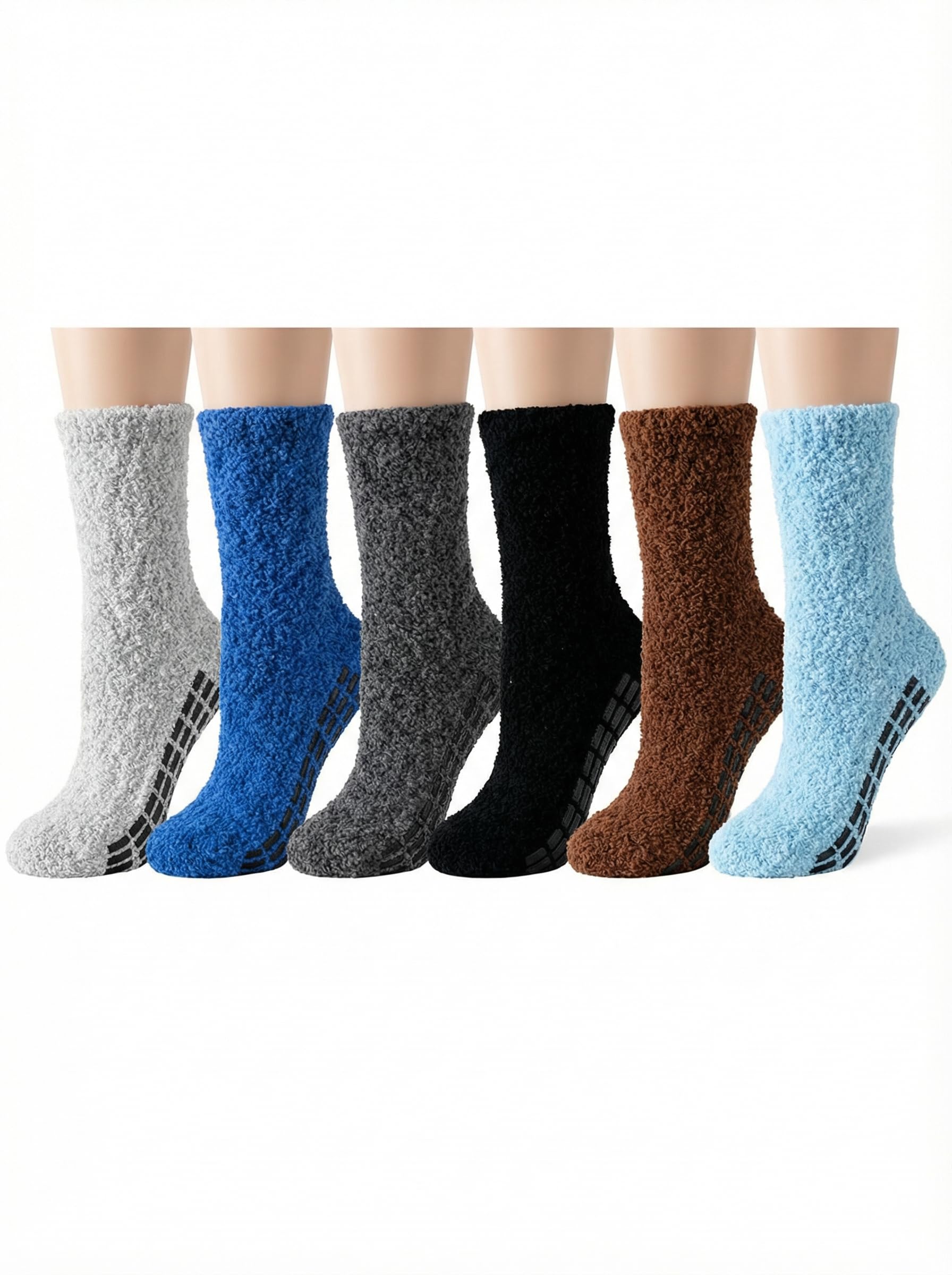 HATFRYF Women Thermal Socks, Womens Thermal Fluffy Socks, Girls Soft Fuzzy Socks, Home Thick Cozy Sock Warm Chiristmas Sock, for Women Ladies Girls Boys - 6 Pairs
