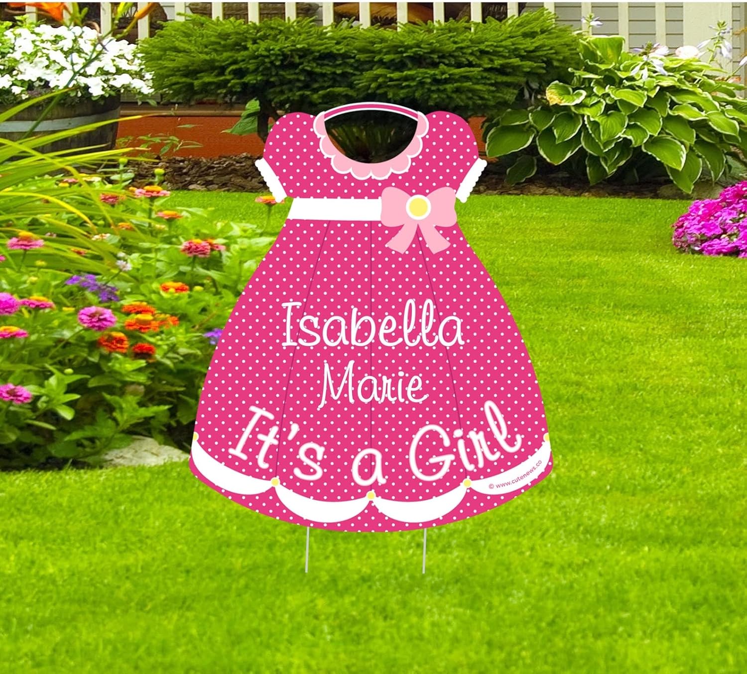 Personalized It's a Girl Yard Decoration Sign, Welcome Home Baby Birth Arrival, Lawn Stork Announcement, Newborn Custom Gender Reveal Dress Banner, Shower Party Gift, Polka Dot Pink