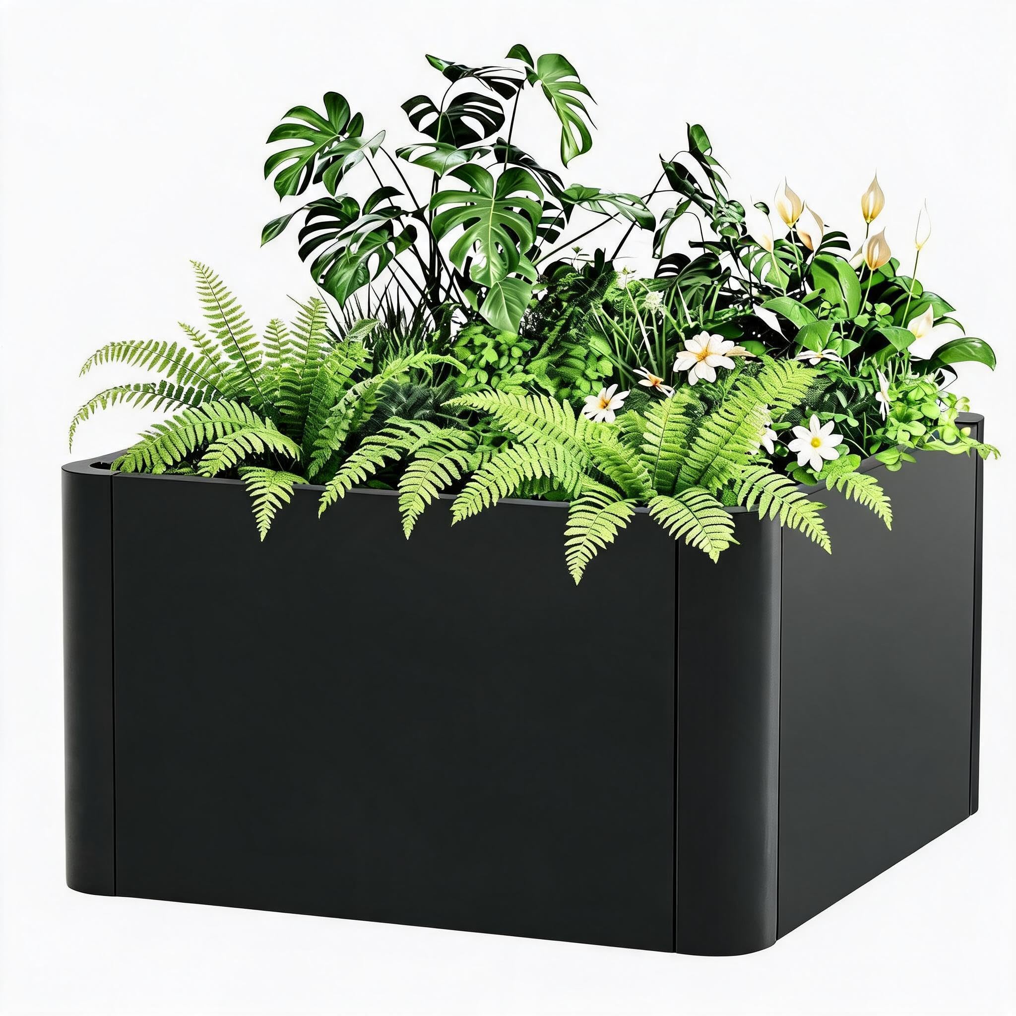 Aptliton 20" Square Heavy Duty Metal Raised Garden Bed - Modern Steel Planter Box - Rounded Corners, Open Base, Snap-On Assembly - Perfect for Patio, Balcony, Garden - 52×52×30cm, No Base
