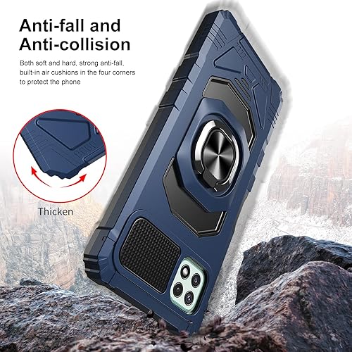 Miniatura 4 de Funda compatible con Boost Mobile Celero 5G Plus 2023 con protector de pantalla de vidrio grado militar anillo de montaje en automóvil con soporte a