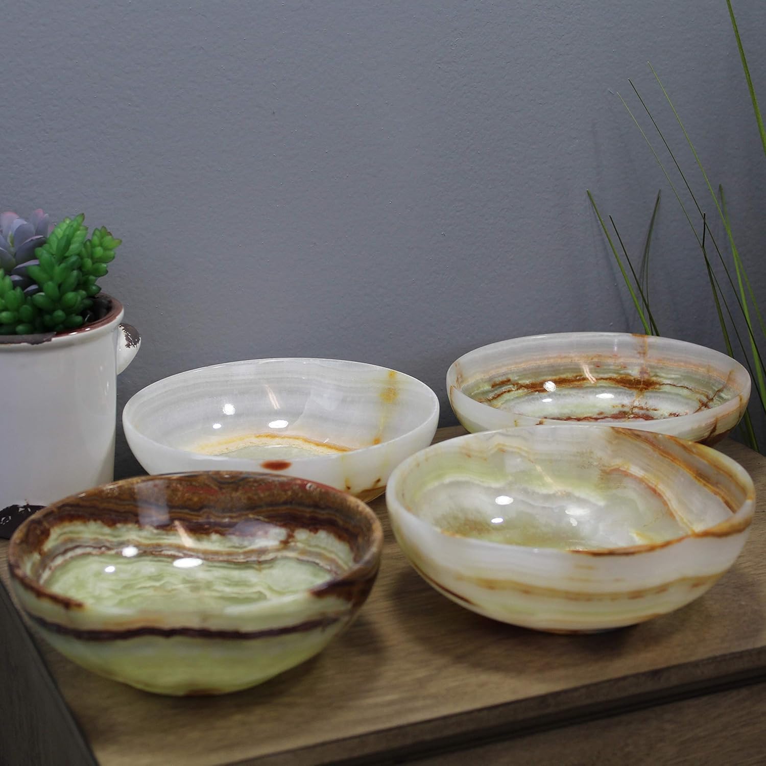 Unknown1 Decorative Handcrafted 6" Onyx Bowl (Set Of 4