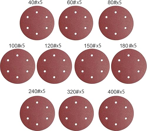 Disco de lijado de 6 agujeros de 9 pulgadas, grano 40-400