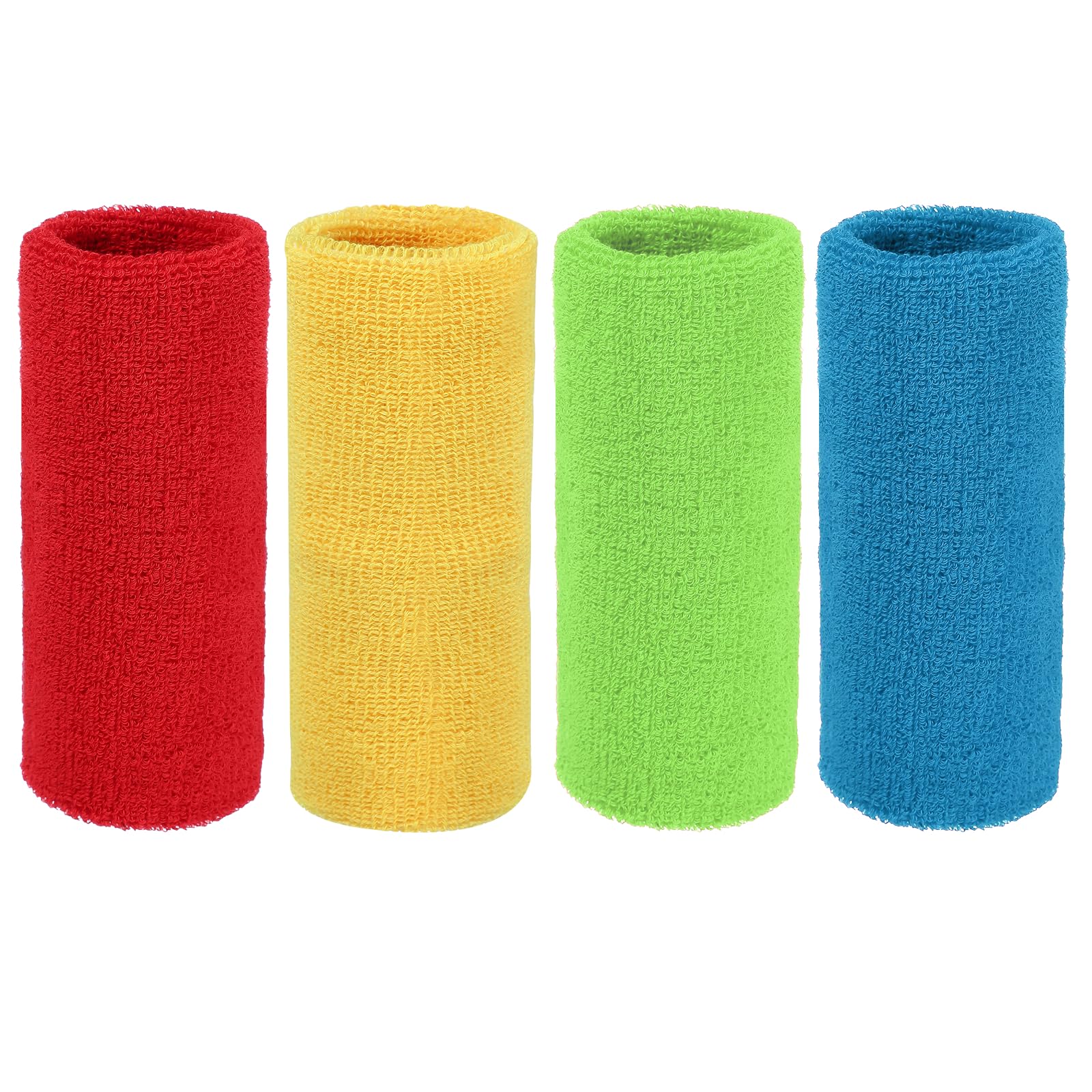 YELARXI Wristbands Sweatbands, Wrist Bands for Sweat Sports Wristbands 6x3 in & 4 Pack & Scarlet/Yellow/Light Green/Blue-Fitting for (Tennis/Basketball/Football/Men & Women) — image 1