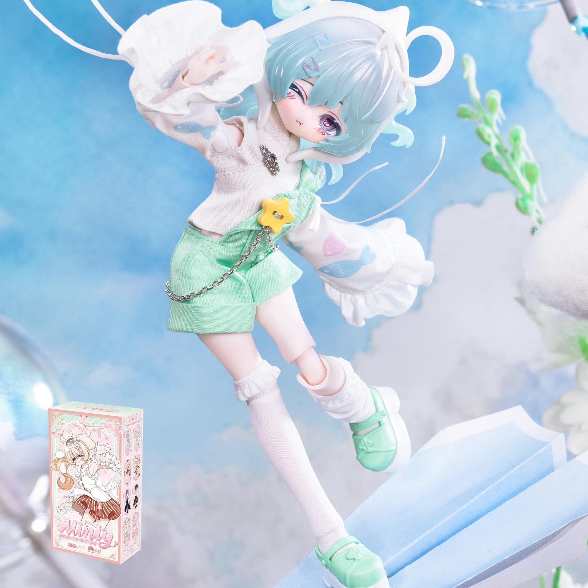 TOYVERSE COME4FREE BJD Minty Little Lucky Spirits Series, YunRan, edycja standardowa, 1 szt./20 cm, lalka BJD, ruchoma lalka, z ubraniami dla lalek, prezent urodzinowy, 15+