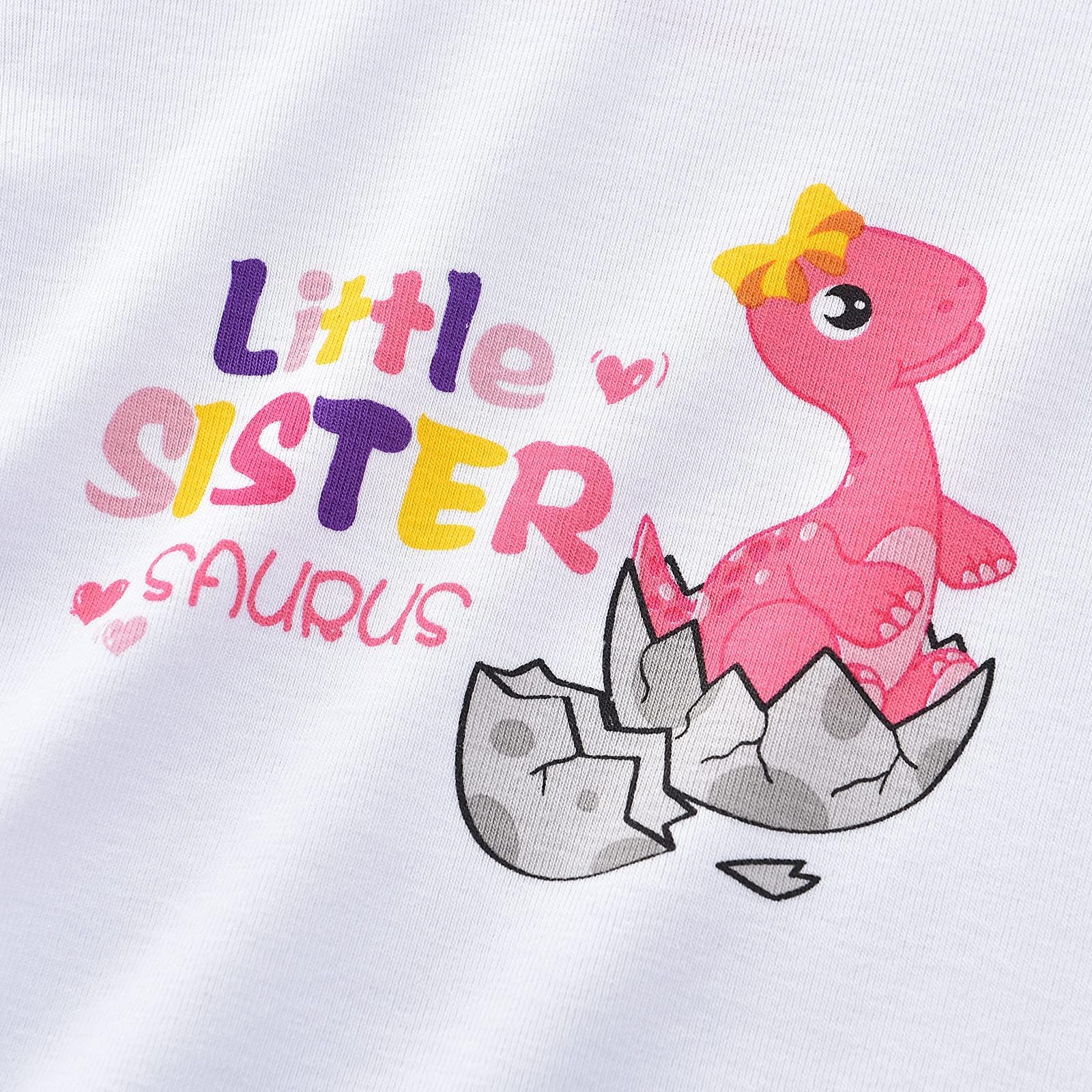 Little Sister Body Neonato Bambina Dinosauro Infantile Pagliaccetto Fratello Vestito