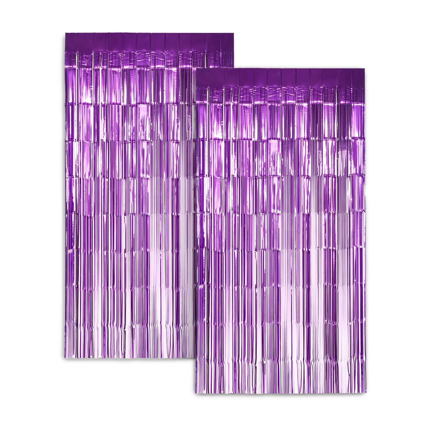 Zink 2 Pack 3.28 Ft x 6.56 Ft Purple Foil Curtain Backdrop - Tinsel Streamers for Photo Booth, Birthday Party, Wedding, Graduation, Holiday Decorations