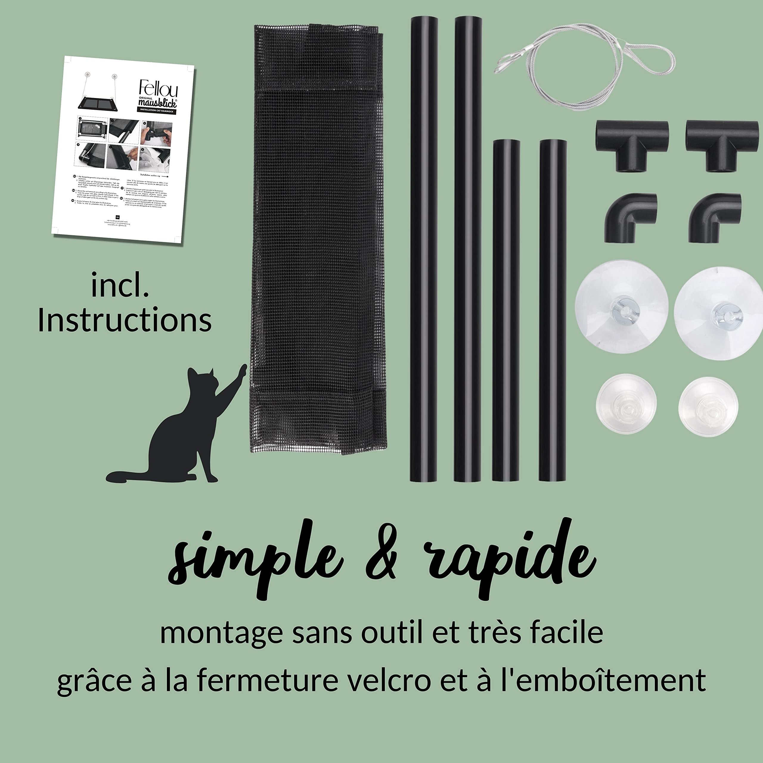 Riijk Hamac Chat Fenêtre | Jusqu'à 23 kg | Lit de Fenêtre | Jouet