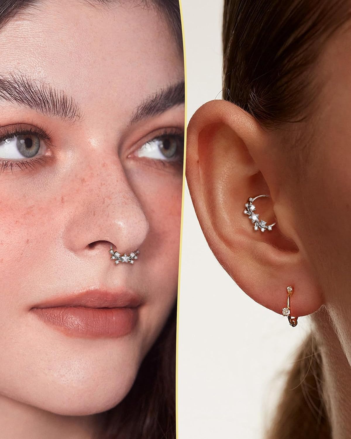 Shooting Star Septum Rings 16G Septum Jewelry Surgical Steel Helix Daith Earrings for Women Daith Helix Piercing Jewelry 8/10MM - Image 2