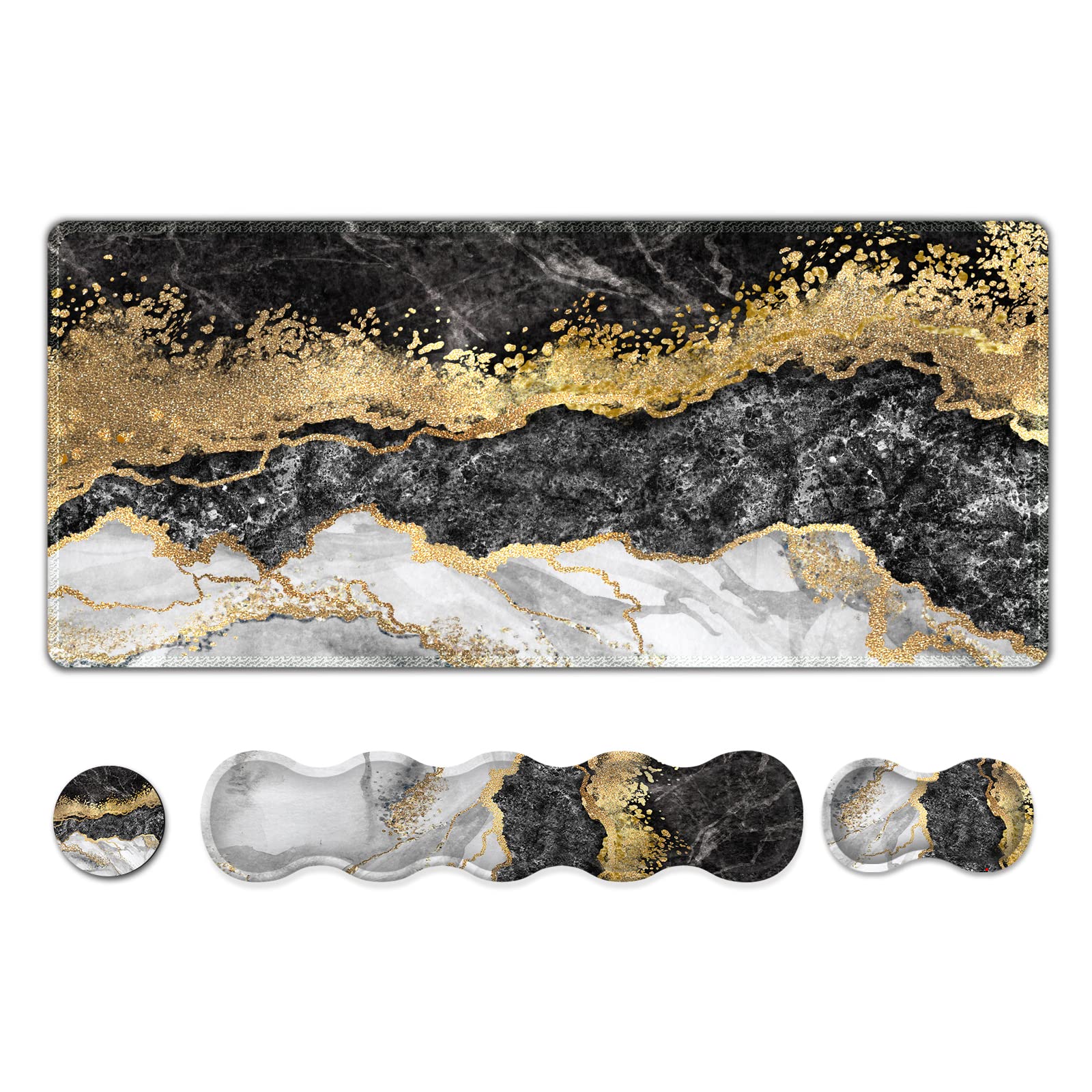 Upgraded Extended Gaming Mouse Pad, Keyboard Wrist Rest Pad, Wrist Support Mousepad Set, Artso Large Stable Rubber Base Stitched Edges,