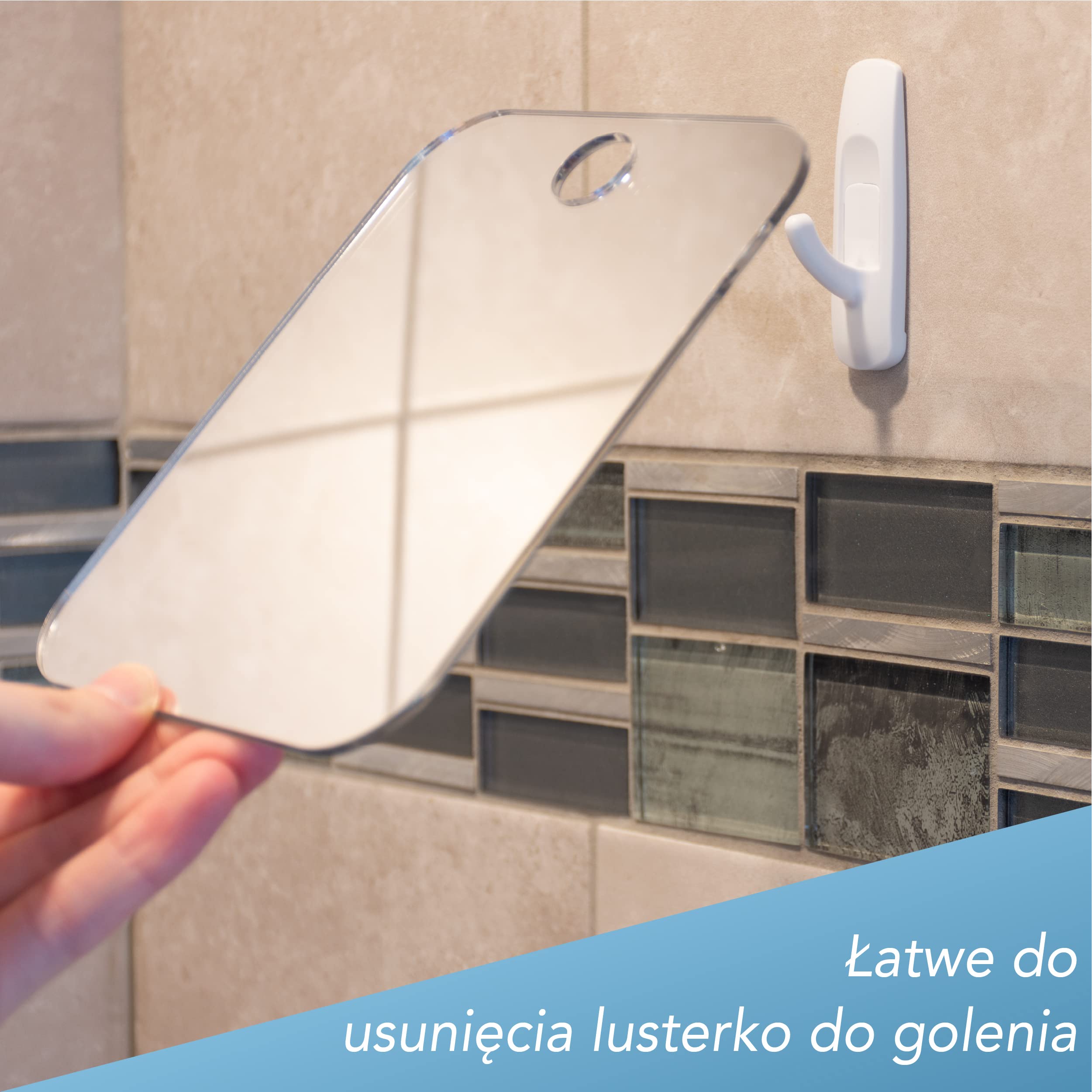 Shave Well Lustro Łazienkowe, Lustro Nieparujące - Lustro pod Prysznic i do Golenia - Haczyk Samoprzylepny - Lustro Nietłukące, Podręczne i Bez Ramy - Idealne w Podróży, na Kemping i Siłownię