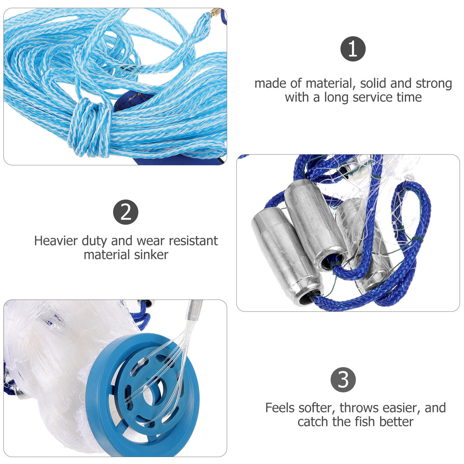 UKCOCO Red de Pesca Manual para Exteriores Captura Rápida de Cebo, Línea Metálica Resistente Adecuado para Pescadores en Actividades al Aire Libre