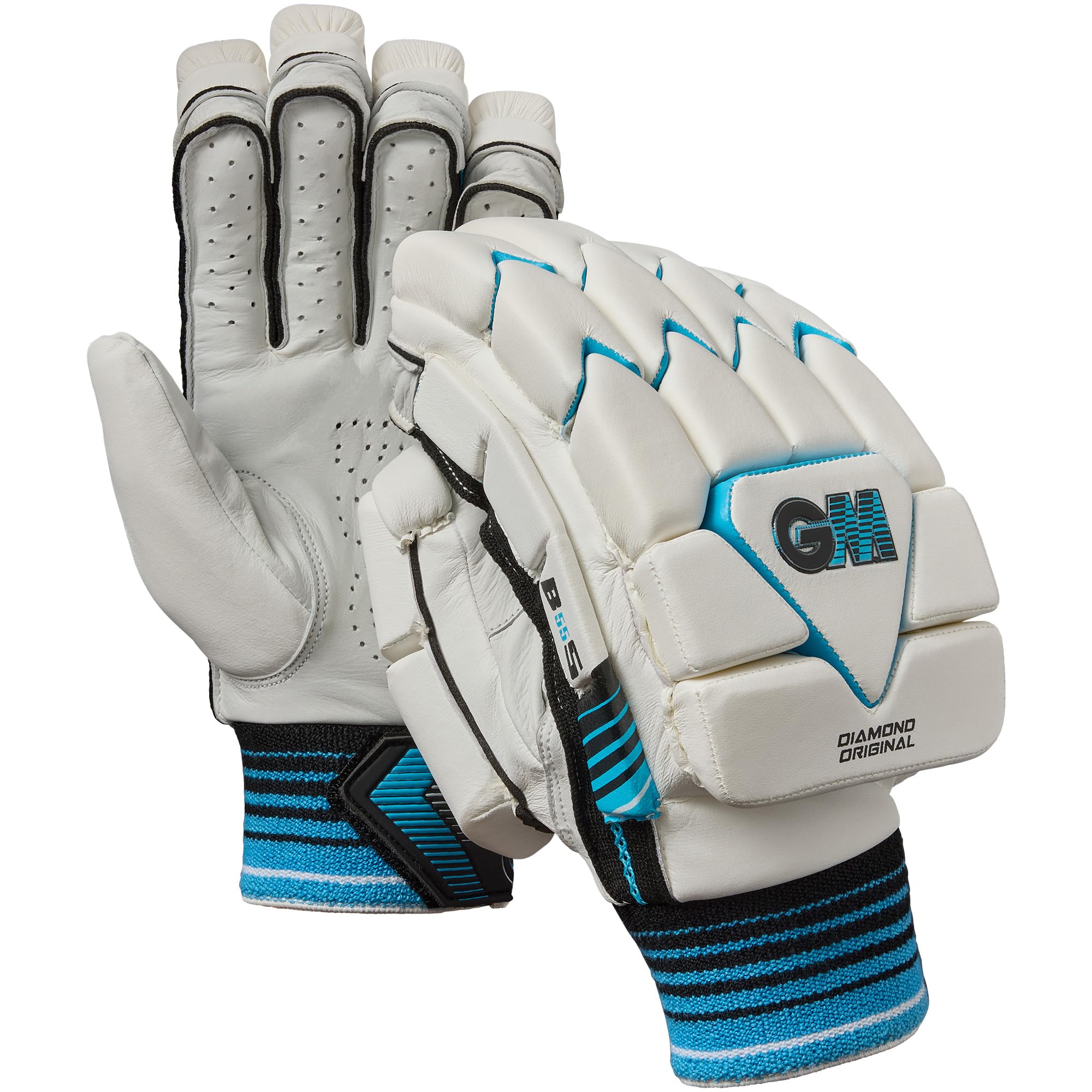 GM | Ben Stokes Diamond Original Cricket Batting Gloves | Calf Leather Palm | Bottom Hand Thumb Tip Protection | Sleek Back of Hand Shape | Large Adult Left Handed | 1 Pair | Approx 370 g per Pair