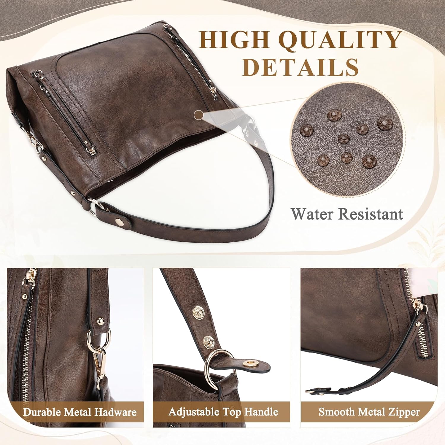 Kasqo Hobo Bags for Women,Large Ladies Purses and Handbags Vegan Leather Shoulder Bags Fashion Satchel Bag Tote Bags