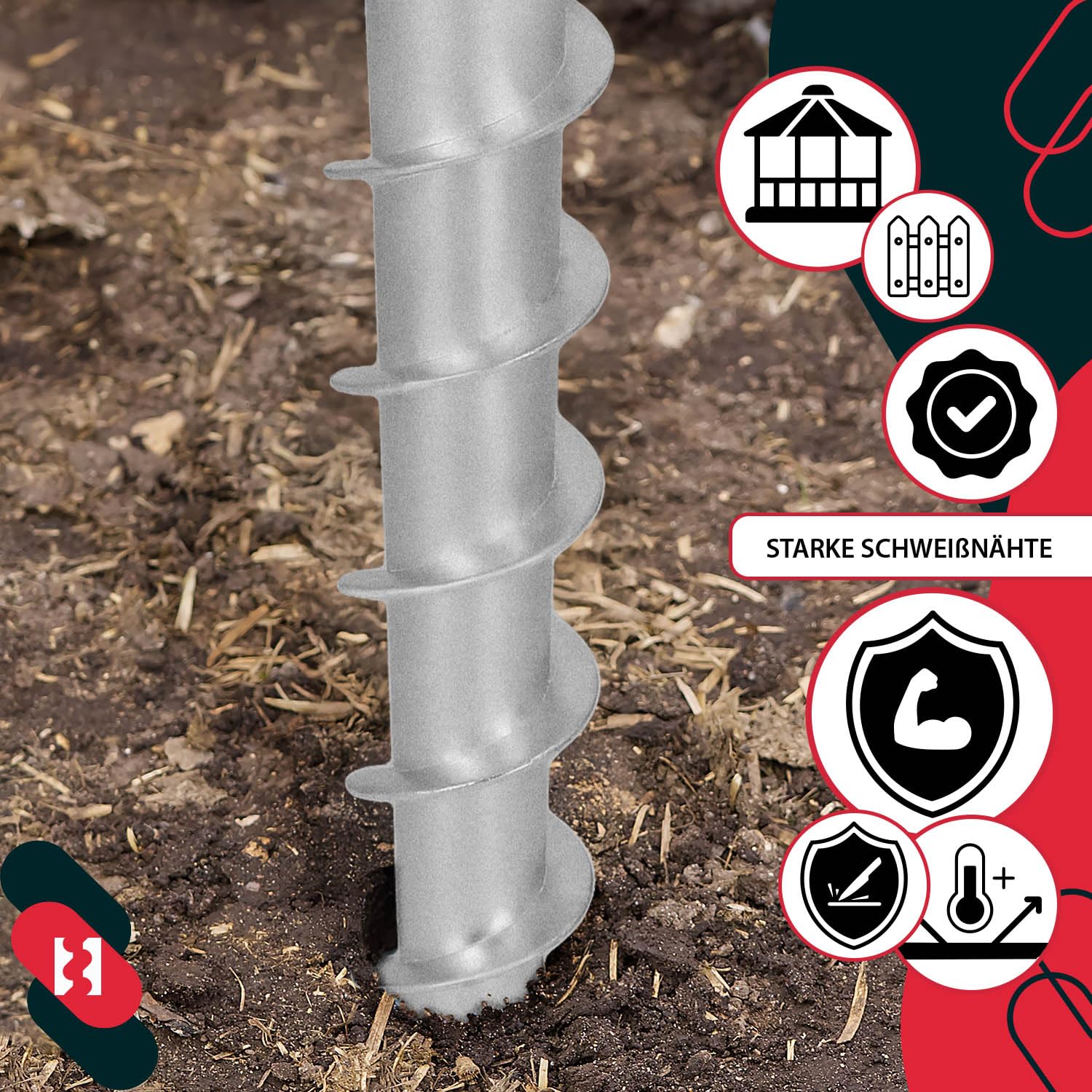KOTARBAU® 4 Stk. U Pfostenträger zum Einschrauben 70x700mm verzinkter Stahl Einschlaghülse Einschlagbodenhülse Pfostensockel U-Bolzen Erdanker Erdungsspieß Anker Holzpfosten Pavillon-Zäune Gartenzaun