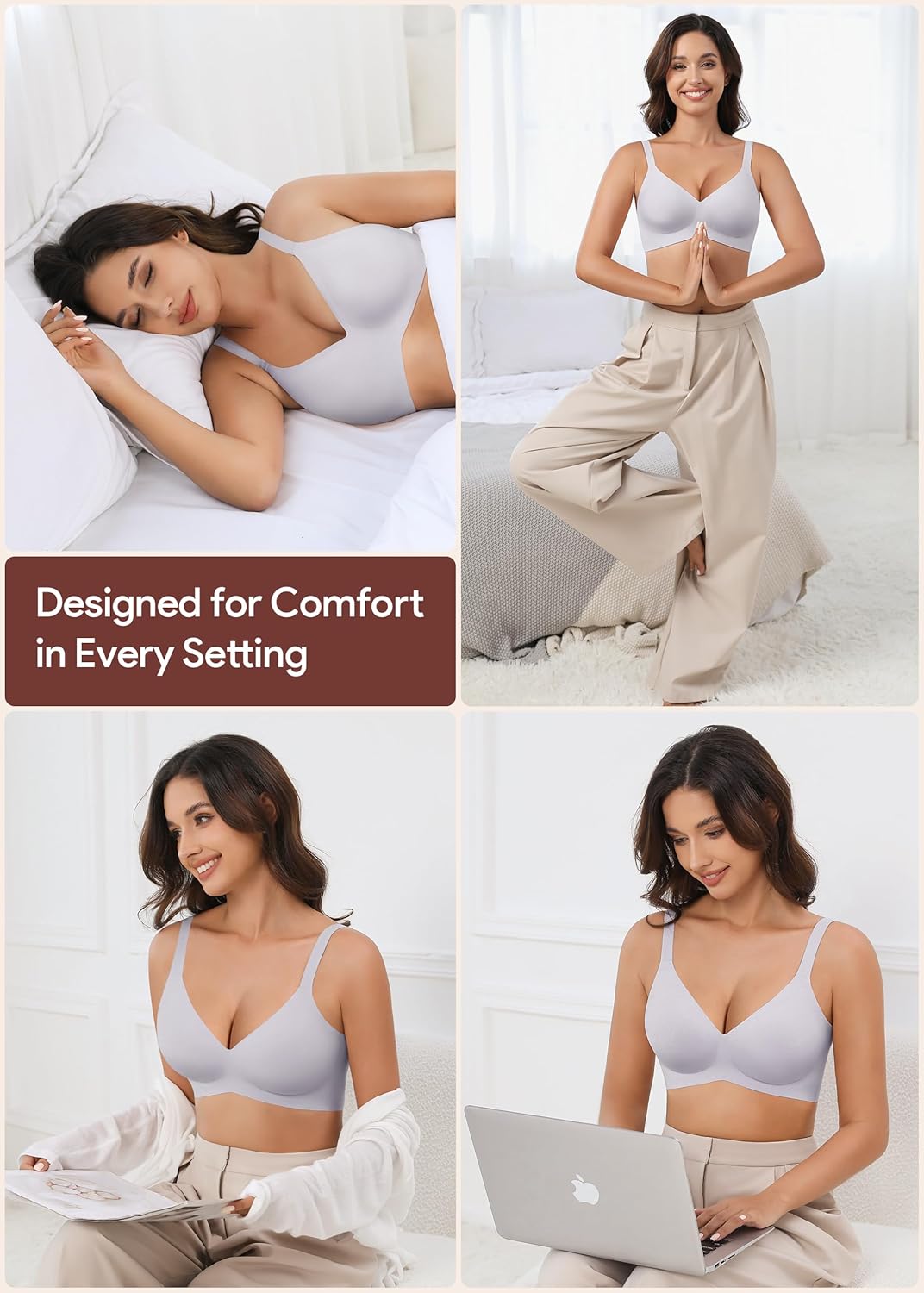 Women's Wireless Seamless Bra Ultra-Soft Push Up Full Coverage Bralette Everyday Comfort & Support - Image 7